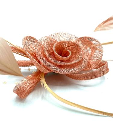 Ladies Peach Feather Beaded Beak Clip Fascinator for Weddings, Races & Royal Ascot - Buy Online on GoSupps.com