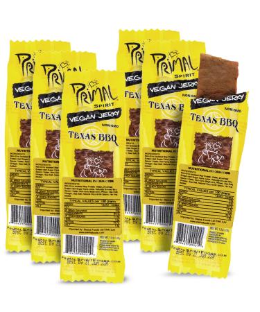 Primal Spirit, Vegan Meatless Jerky Strips - High Energy, High Protein, Non-GMO, 93% Fat-Free Snacks, Vegan Jerky - 28g, Pack