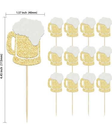 Gyufise 24Pcs Cheers Beer Mug Cupcake Toppers Gold Glitter Beers Cake Topper Decorations Cheers Beer Festival Celebrating Birthday Party Supplies B 24pcs - Buy Online on GoSupps.com