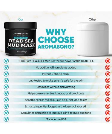 Aromasong 100% Pure Dead Sea Mud Mask for Face - Natural Skin Care for Acne & Pores - Buy Online on GoSupps.com
