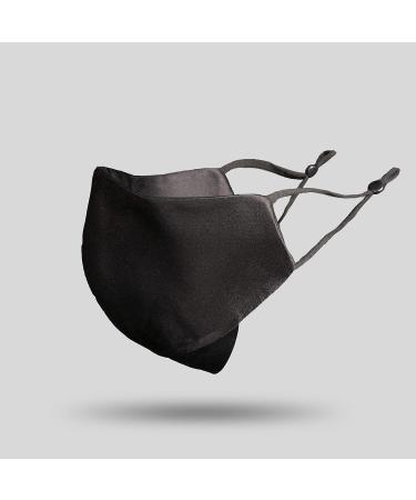 Buy Mulberry Silk Face Mask | Reusable Adjustable 3D Design | 22Silk (Black) - Comfortable & Flattering Fit - Buy Online on GoSupps.com