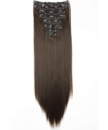 CAISHA by PRETTYSHOP XXL 20 Long Clip In Extensions Hair Extension Synthetic Straight Brunette #8 (CES104) - 8 Pieces Set - Buy Online on GoSupps.com