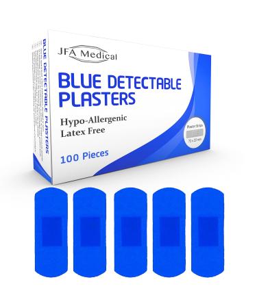 JFA Blue Large Strip Plasters 22x72mm 100 Plasters per Pack 100 Count (Pack of 1)