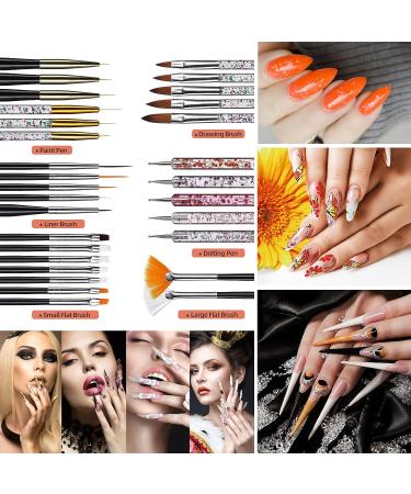 32 PCS Oneleaf Nail Art Brushes Set for U V Gel, Acrylic, Liner, Dotting, Dust Brush - Dual End Drawing Pen - Nail Design Kit for Salon & Home Use - Buy Online on GoSupps.com