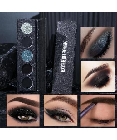LXZJJM Smoky Eye Shadow Palette Extreme Darkness Eyeshadow Palette High Pigment Dark Shades In Black Grey And Silver Long-Lasting 5 Colors - Buy Online on GoSupps.com