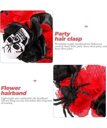 FRCOLOR Halloween Headband Day of The Dead Flower Headpiece dia de los muertos Rose Crown Rose Halloween Hair Hoop Gothic Flower Headband (Black Red) - Buy Online on GoSupps.com