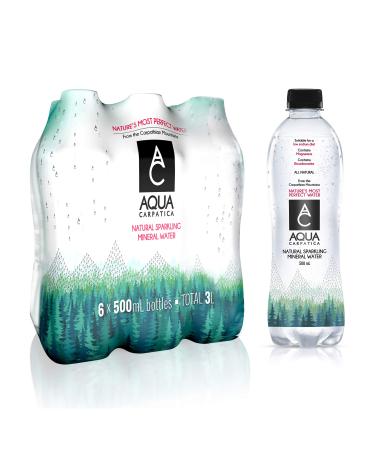 AQUA Carpatica 500ml x 6 - Pure Natural Sparkling Mineral Water for Optimal Hydration Nitrate-Free Abundant in Calcium & Magnesium Naturally Alkaline Enriched with Natural Electrolytes Original 6 X 500 ml