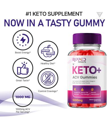 Ripped Results Keto Gummies - Advanced 1000MG ACV Supplement | Energy Boost with B12 & Beet Root | 60 Gummies - Buy Online on GoSupps.com