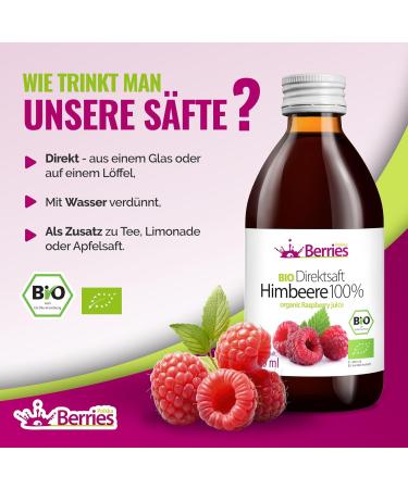Buy Organic Raspberry Juice 6 Pack (6x250ml) - Pure Cold-Pressed Vegan No Sugar No Preservatives - Berriespolska  - Buy Online on GoSupps.com