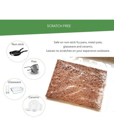 Biodegradable Natural Coconut Fiber and Rubber Latex Kitchen Scouring Pads Compostable Eco-Friendly Scrubber Non-Scratch Plastic-Free Scrubbers for Dishes and Cleaning 6 Pack - Buy Online on GoSupps.com