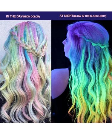 Glow Temporary Hair Chalk Comb - Washable, Non-Toxic Hair Color for Girls Kids - Perfect for Birthday, Halloween, Cosplay Party - Black Light Reactive - Buy Online on GoSupps.com
