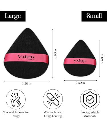 youberry Silk Powder Puff 2 Pcs - Small & Large Triangle Velvet Puff Duo for Pressed Powder - Flawless Makeup Finish - Buy Online on GoSupps.com