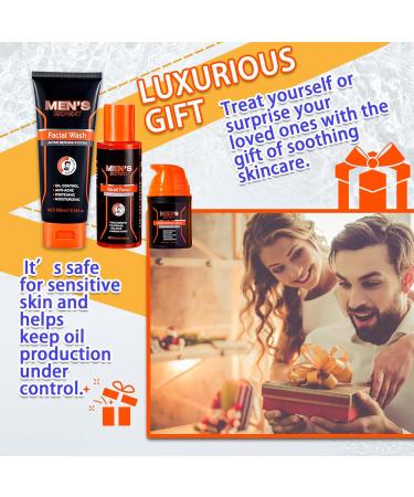 3 Pack Facial Mens Gift Box Set with Daily Face Wash Facial Toner & Long Lasting Mens Face Moisturizer - Buy Online on GoSupps.com