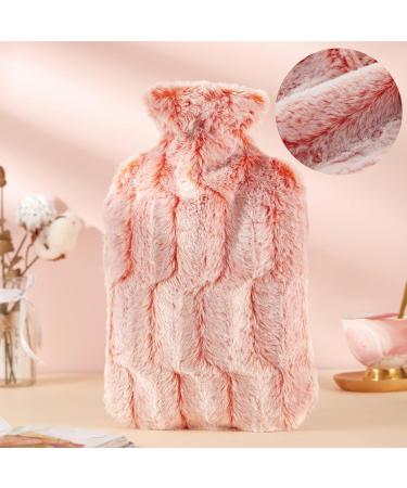Samply 2L Hot Water Bottle with Luxury Faux Fur Cover - Pink | Hand, Feet, Neck and Shoulder Pain Relief - Buy Online on GoSupps.com
