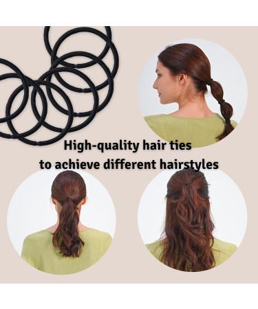 The Chic Way 40 Pcs Strong Hair Bobbles Elastic Hair Bands Black Hair Ties 4mm - Buy Online on GoSupps.com