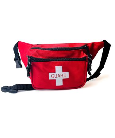 ASA TECHMED First Aid Waist Pack - Baywatch Lifeguard Fanny Pack - Compact for Emergency at Home Car Outdoors Hiking Playground Pool Camping Workplace