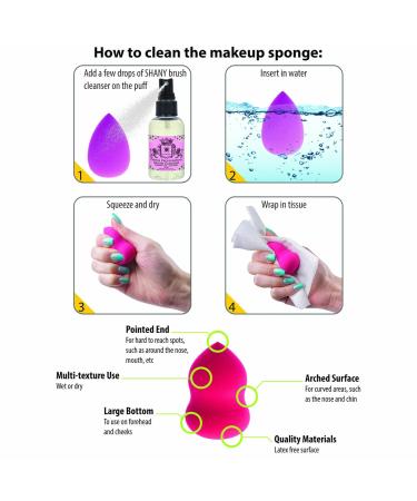 SHANY Blender Makeup Sponge Set - 10 Pcs Latex-Free Vegan Blending Puffs for Liquid Cream & Powder Foundations - Multi Shapes & Assorted Colors - Perfect Gift - Buy Online on GoSupps.com