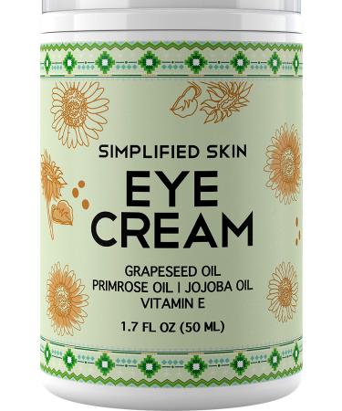 Nourishing Eye Cream for Dark Circles, Fine Lines, Sagginess & Puffiness. Best Under & Around Eyes Moisturizing Treatment with Organic Jojoba oil, Vitamin E & Witch Hazel by Simplified Skin 1.7 oz