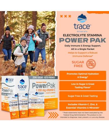 Trace Minerals Power Pak Sugar Free Electrolyte Powder | 1200mg Vitamin C Zinc Magnesium | Keto Friendly Orange Mango | Boost Immunity & Hydration | 60 Packets (2-Pack - Buy Online on GoSupps.com