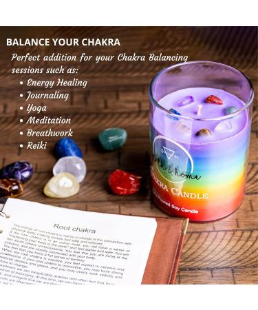 Rainbow Chakra Crystal Candle 14 oz | Healing Candles with Crystals for Positive Energy & Cleansing | Spiritual Candles - Citronella Scent - Buy Online on GoSupps.com