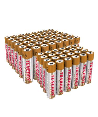 Combo 48xAA 24xAAA Tenergy 1.5V Alkaline Batteries, High Performance AA/AAA Non-Rechargeable Battery for Clocks, Remotes, Toys & Electronic Devices, Household Batteries