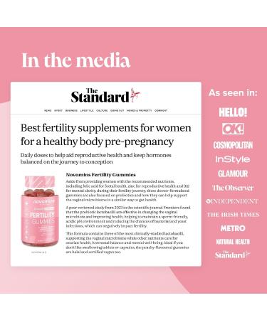 Fertility Gummies - Essential Women's Fertility Supplements with 25 Vitamins, Minerals, Botanicals, and Folic Acid - Vegan & Gluten Free | Novomins - Buy Online on GoSupps.com