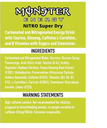  Monster Monster Nitro Super Dry Energy Drink 500 ml (Pack of 12) - Buy Online on GoSupps.com