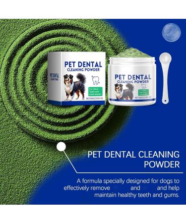 Muflydo Green Powder for Dogs Teeth - 80g Teeth Cleaning Stain Remover Safe Dog Breath Freshener Plaqueoff Powder with Scoop for Small Medium Large Dogs - Buy Online on GoSupps.com