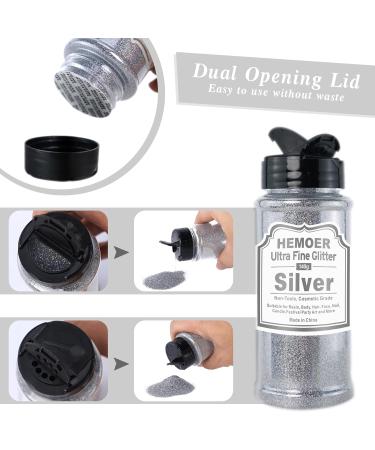  HEMOER Silver Ultra Fine Glitter 140g Metallic Glitter Resin for Epoxy Cups Candles Painting Arts Hair - Buy Online on GoSupps.com