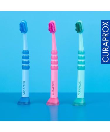 Curaprox Baby Toothbrush - Extra Soft 4260 Curen Bristles & Small Rubber Head - Ideal First Toothbrush for Babies - Blue - Buy Online on GoSupps.com