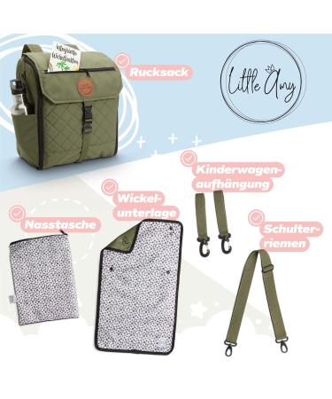 Little AMY Diaper Backpack - Multifunctional Baby Bag with Integrated Diaper Pad Extra Large Capacity & Stroller Attachment - Water-Repellent International Shipping - Buy Online on GoSupps.com