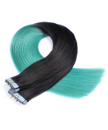 Tape in - on hair extensions - # 1b / Sky ombre - 70cm - 10 bricks 4cm wide / 2.5g - 100% remy real hair hair extension / extent with adhesive tape Tress by Novon Hair Exentions 10 Tressen - 40cm / 2.5g 25g each