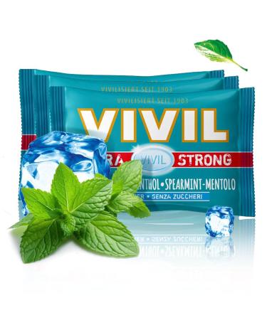 Buy Vivil Extra Strong Spearmint Pastilles - Sugar-Free & Vegan 5 x 3 Pack (15 x 25g) - International Shipping Available - Buy Online on GoSupps.com