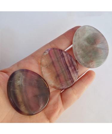 Manekieko Natural Fluorite Water Drop Chakra Thumb Worry Stone - Stress Relief Healing Reiki Crystal Pocket Palm Stone - Buy Online on GoSupps.com