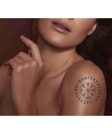 Dopetattoo 6 Sheets Vegvisir Compass Vikings Temporary Tattoos for Adults - Neck, Arm, Chest - Men, Women - Buy Online on GoSupps.com