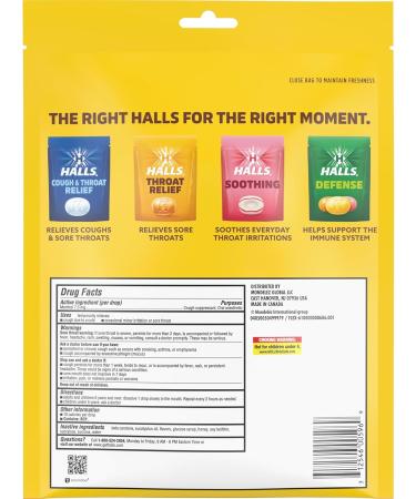Halls Cough and Throat Relief Honey Lemon Cough Drops Bulk Pack 140 Drops 140 Count (Pack of 1) - Buy Online on GoSupps.com