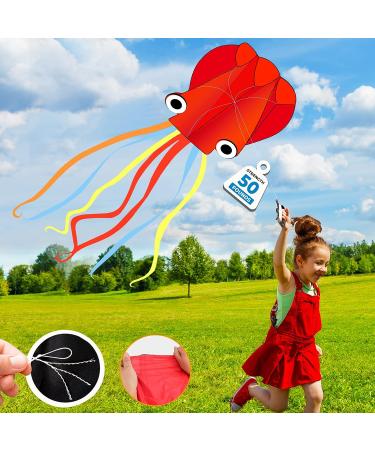 4 Pack Large Fire Dragon, Green Snake, Devil Fish, Red Mollusc Octopus Kites for Outdoor Fun - Perfect for Kids and Adults - Buy Online on GoSupps.com