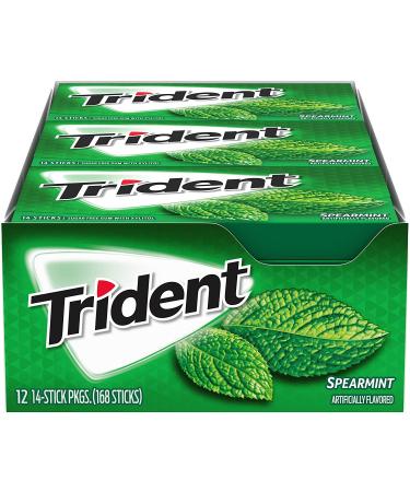 Trident Spearmint Sugar Free Gum 168 Pieces - 12 Packs, 14 Pieces Each - Buy Online on GoSupps.com