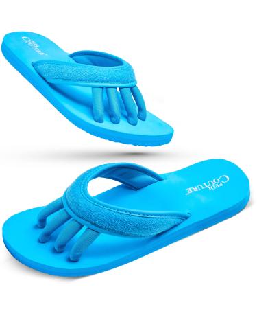 Pedi Couture Pedicure Sandals for Women - Toe Separator Slippers Medium Turquoise-1