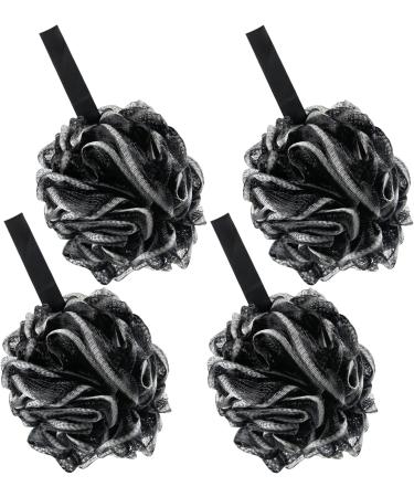 Bamboo Charcoal Shower Loofah Sponge 4 Pack - Exfoliating Body Scrubber for Men & Women - Gentle Cleanse Bath Pouf - Buy Online on GoSupps.com