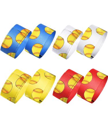 Dingion 4 Pairs Sleeve Holders Ball Sleeve Ties Sports Sleeve Straps for Shirts  4 Colors (Softball Style)