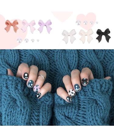 3D Bow Nail Charms 6 Colors Tiny Bow Charm with Pearl Stone Nail Design Colorful Nail Decorations for Jewelry Clothes Shoes DIY Craft - Buy Online on GoSupps.com