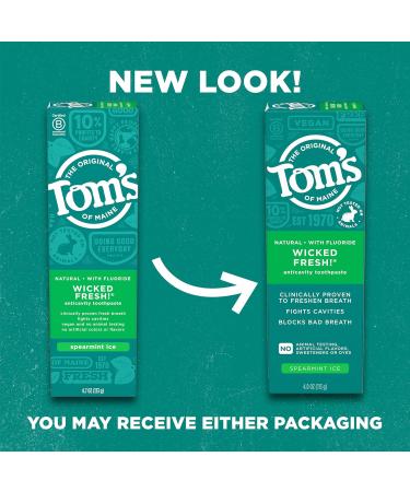 Tom's of Maine Wicked Fresh! Natural Anticavity Fluoride Toothpaste - 3 Pack Spearmint 4 oz - International Shipping - Buy Online on GoSupps.com