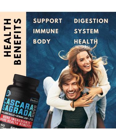 Dedicad Cascara Sagrada Capsules 6550mg - 10 Herb Blend for Digestive & Immune Health - 150 Veggie Pills - Buy Online on GoSupps.com