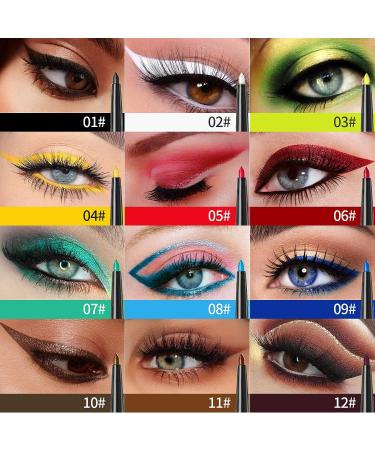 12 Color Waterproof Gel Eyeliner Set - Long Lasting Smudge Proof Colored Eyeliner Makeup for Women and Girls - Buy Online on GoSupps.com