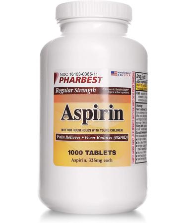 Aspirin 325mg Regular Strength | 1000 Count Uncoated Tablets - Buy Online on GoSupps.com
