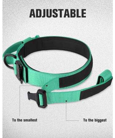 Joytale Tactical Dog Collar for Large Dogs | Durable Dog Collar with Handle & QR Code Tag - Turquoise - International Shipping Available - Buy Online on GoSupps.com