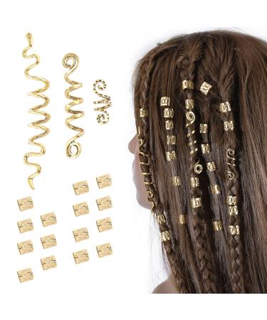 FRDTLUTHW 18Pcs Hair Accessories Loc Hair Jewelry for Women Braids  Dreadlock Beads Metal Hair Clips Decoration Gold(Multiple Styles)-style4 Color.18Pcs Gold