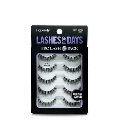 ProBeauty Essentials Faux Mink False Eyelashes (Petite Wispies) - Easy to Apply  Gives Lashes Soft  Wispie Look | Noticeably Fuller Looking Lashes | Adhesive Included | Cruelty Free (5 Pair - Black)