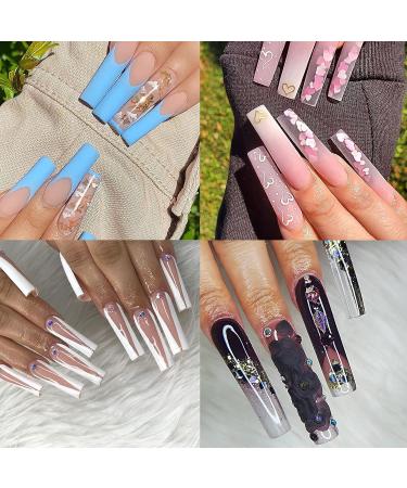 Wellquinn No C Curve Square Nail Tips - 360pcs Extra Long Clear Acrylic XXL False Nails - Buy Online on GoSupps.com